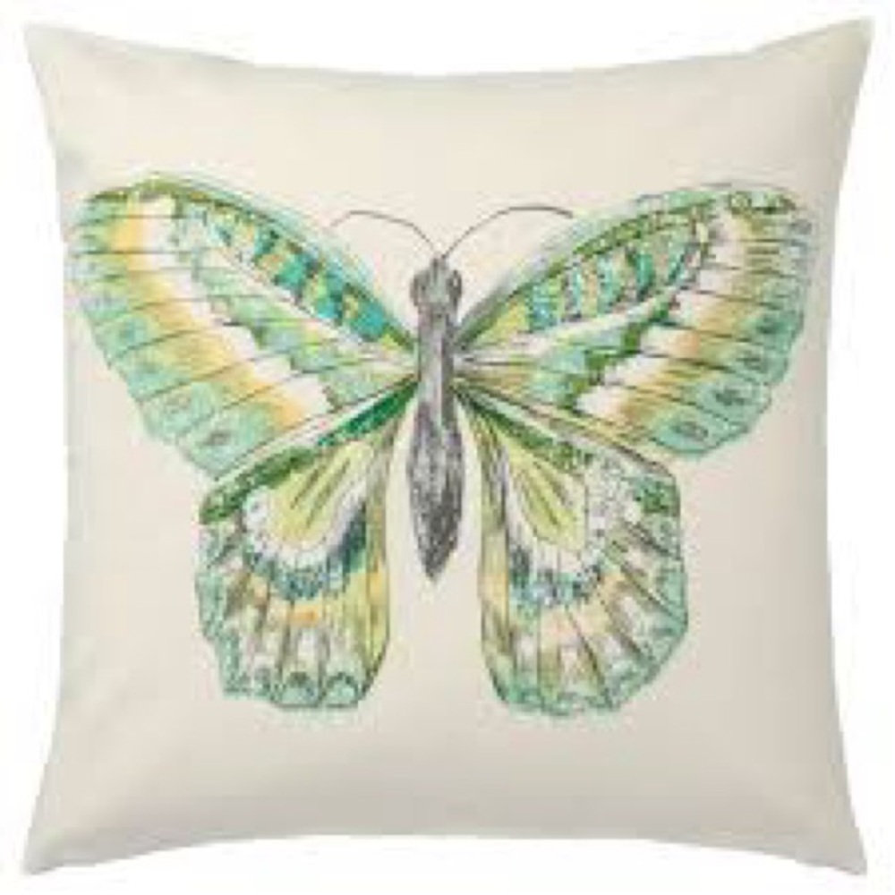 NWT ROT FJÄRIL Butterfly Print Pillow Cover in Green and Cream